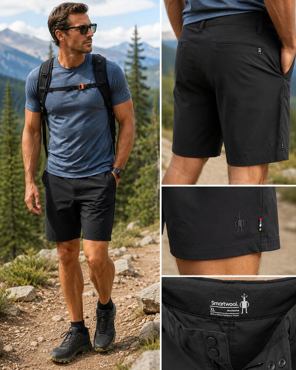 Smartwool Men's Black Performance Shorts 32 Outdoor Hiking Trail